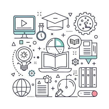 Knowledge Symbols Flat Icon Illustrations for Education vector