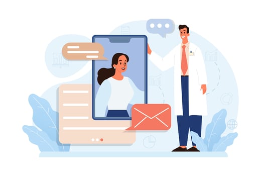 Telemedicine. Online consultation with a doctor. Remote medical vector