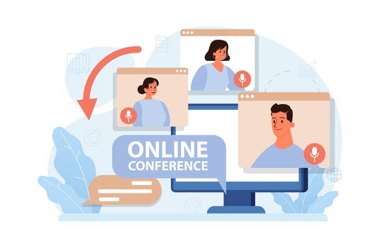 Virtual event. Online friends meeting by call. Digital party vector