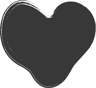 Paint brush textured shape. Inky grunge stain with rough edge. Irregular abstract blob frame. Heart organic spot png