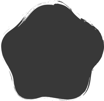 Paint brush textured shape. Inky grunge stain with rough edge. Irregular abstract blob frame. Pentagon organic spot png