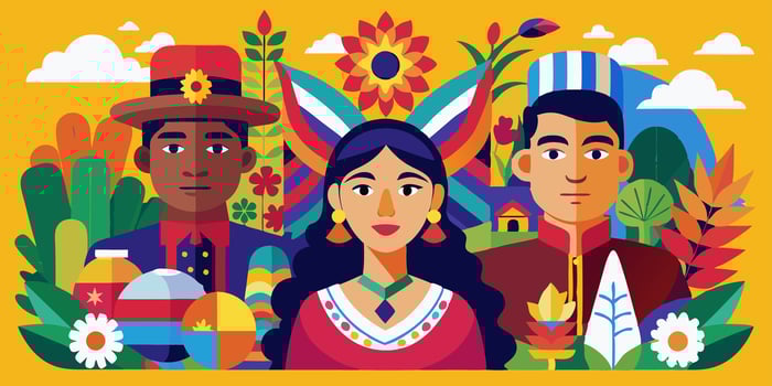 Celebration of national hispanic heritage month with diverse cultural elements vector