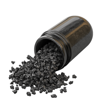 Black sea salt spills on white surface isolated transparent png