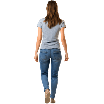Young woman walking away in casual outfit isolated transparent png