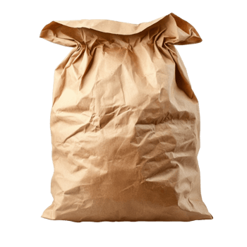 Large brown bag with unknown contents isolated transparent png