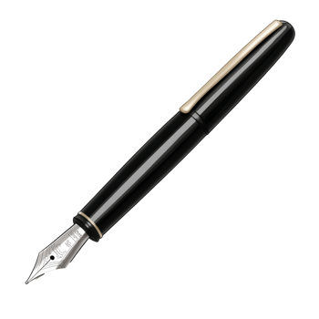 Elegant black fountain pen with silver accents isolated transparent png