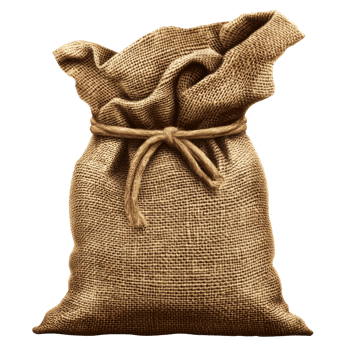 Burlap sack filled with contents isolated transparent png