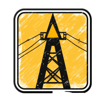 Caution sign warning of overhead power lines isolated transparent png