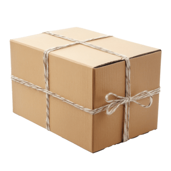 Brown box tied with string on plain bg isolated transparent png