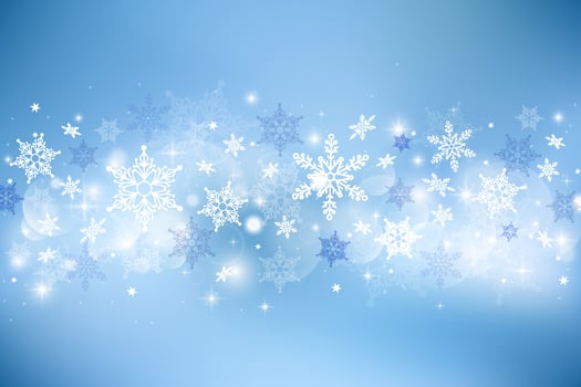 Bokeh winter sky background with snowflakes. Snowy blue abstract background. vector