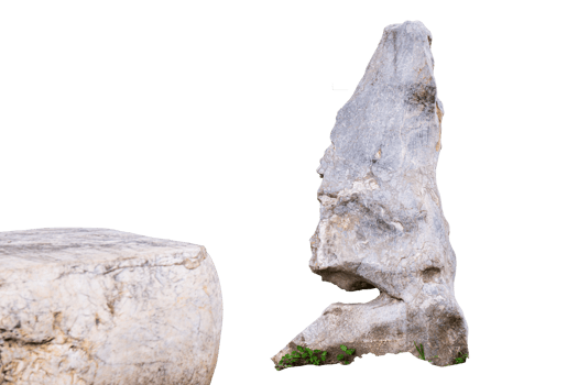Rock stones on isolated background. Blurry Rocky podium stage for Product Display. Nature Rock cliff element with clipping path. png