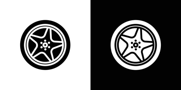 Car wheel icon Isolated flat in outline vector