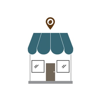 A store with a pin on it and a map pointer vector