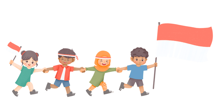 Indonesian Kids in Diversity Holding Flag png