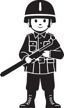 a black and white illustration of a soldier holding a rifle vector