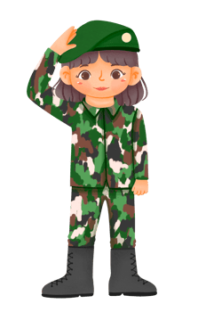 Cute girl wearing soldier uniform png