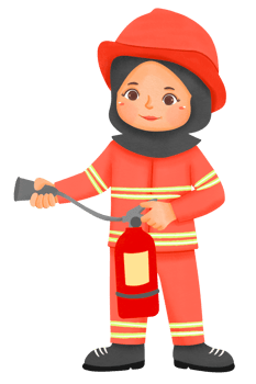Cute boy wearing firefighter uniform png