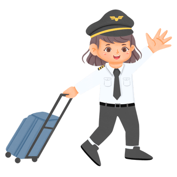 Cute girl wearing pilot uniform png