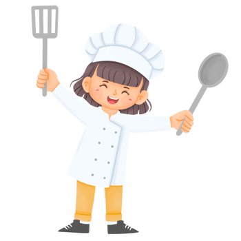 Cute girl wearing chef uniform png