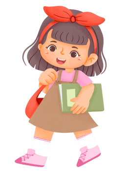 Happy cute Iittle girl carry bag and book png