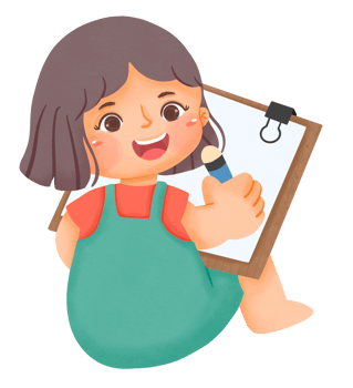 Cute little girl write on Clipboard png