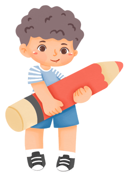 Cute little Boy holding big pencil png