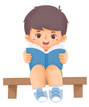 A boy is sitting on a bench reading a book png