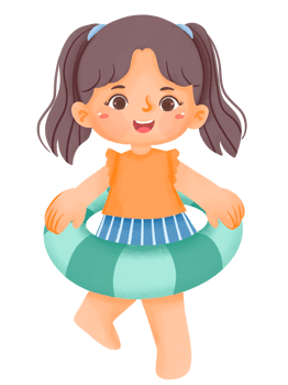 A girl with an inflatable ring on her arm png