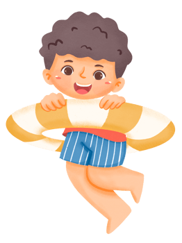 A boy is floating on a life ring png
