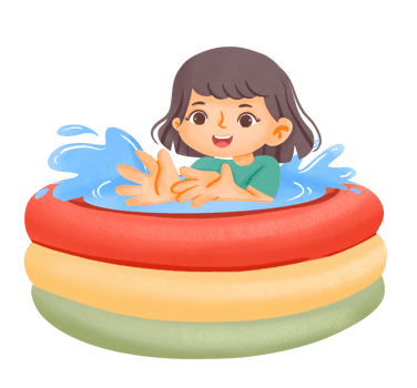 A girl is playing in an inflatable pool png