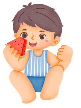 A boy eating a watermelon png