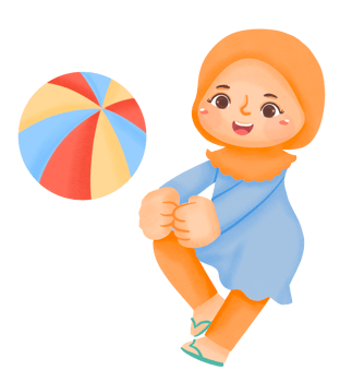 A cartoon girl with a beach ball png