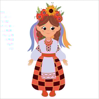 Ukrainian girl in national costume. White background, isolate. vector