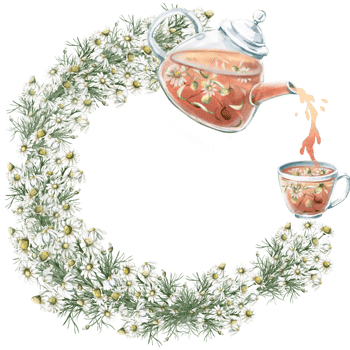 Teapot with pouring tea into a cup in a round frame. Isolated watercolor illustration for the design of herbal infusions, teas, cafe and restaurant menus png