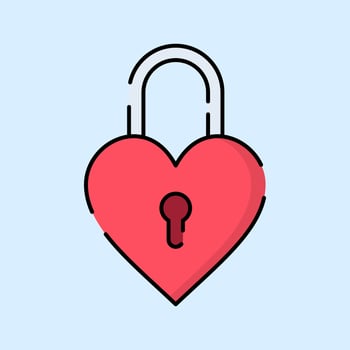 Love Padlock Icon Illustration, with Soft Color Flat Design Style vector