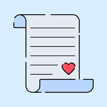 Love Letter Icon Illustration, with Soft Color Flat Design Style vector