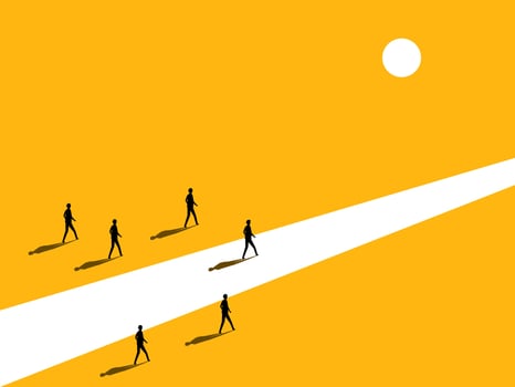 Businessmen follow their own path with determination vector