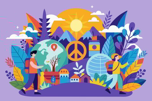 Celebrating international day of peace with artistic explorations and global adventures vector