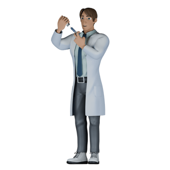 3D Male Doctor in Professional Role. A male doctor A male doctor is standing preparing a syringe. Healthcare Cartoon png