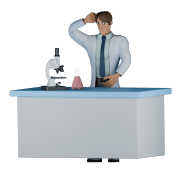 Professional Healthcare Male. A male doctor is observing a test tube containing a chemical liquid. 3D Doctor png