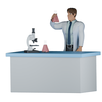 of 3D Male Doctor. A male doctor who is conducting research in the laboratory. Professional Cartoon png
