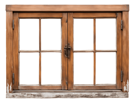 old wooden window isolated on transparent background png