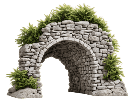 majestic artificial rock archway isolated on transparent background png