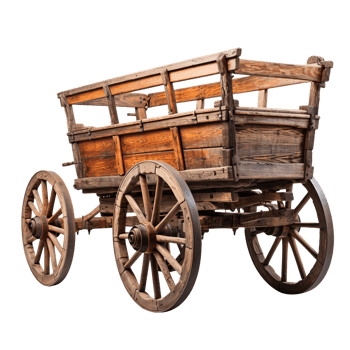 old wooden cart isolated on transparent background png
