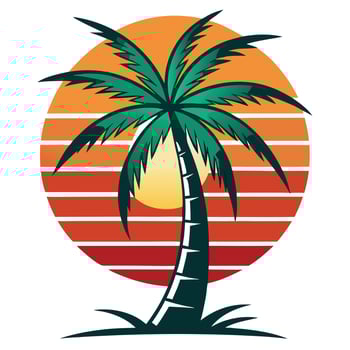 Coconut tree with sunset t-shirt illustration art eps vector