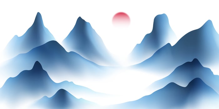 Modern design illustration of beautiful Chinese ink landscape painting. vector