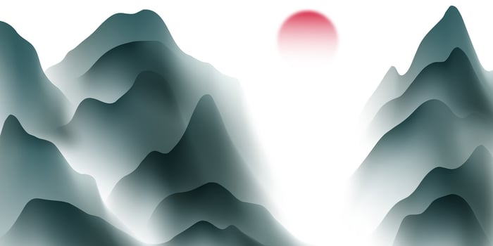 Modern design illustration of beautiful Chinese ink landscape painting. vector