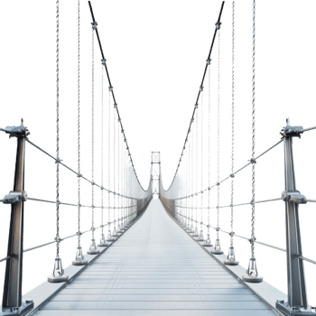 Suspension Bridge Extending Into the Distance On Isolated Background png