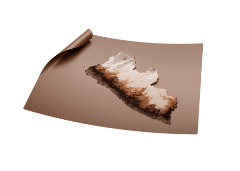 Map Of Liberia Old Style Brown On Unrolled Map Paper Sheet 3d Illustration png