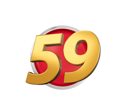 Gold Number 59 Gold Number Fifty Nine On Rounded Red Icon, 3d illustration png